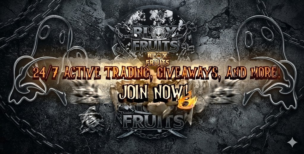 Discovery splash banner for Blox Fruits Trading Server Discord server