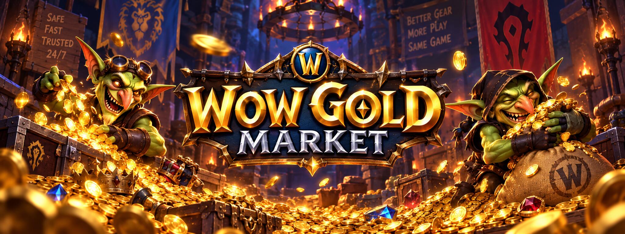 Discovery splash banner for WoW Gold & Boosting Market | Buy • Sell • Swap World of Warcraft | Boosting | Mounts | WoW Forever Discord server