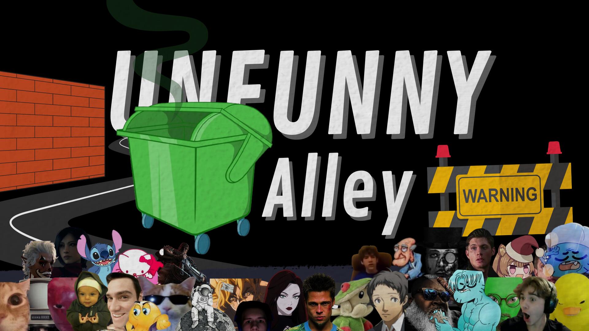 Discovery splash banner for Unfunny Alley Discord server